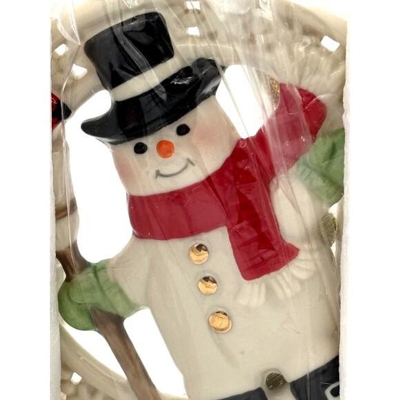 Lenox Pierced Figural Snowman Christmas Ornament Bone China 24K Gold Accent 3.5" - Picture 8 of 16